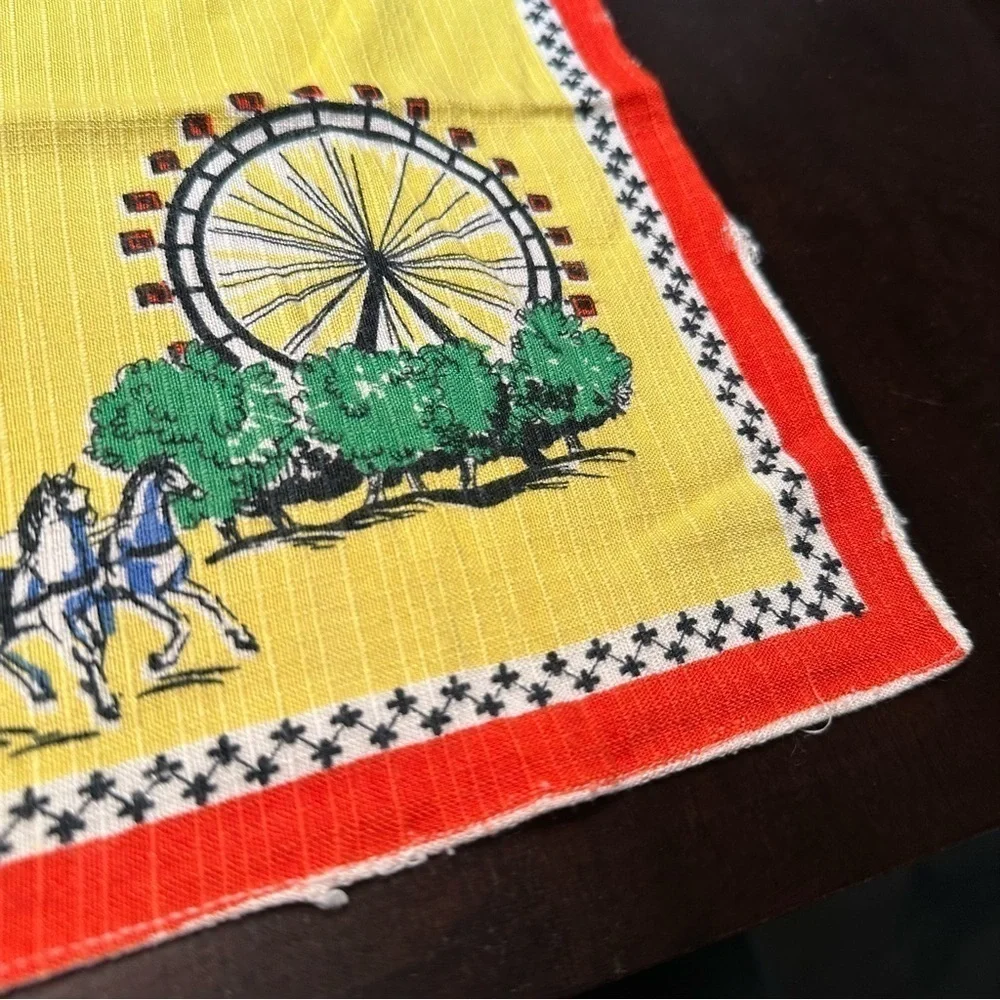 Vintage Austrian Linens Napkins Placemats Lot Mid Century Bright Color Landmarks